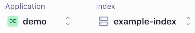 Select your Algolia application and index