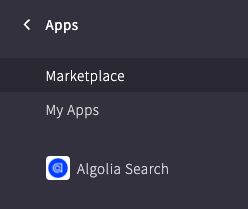 Algolia for BigCommerce app in the sidebar