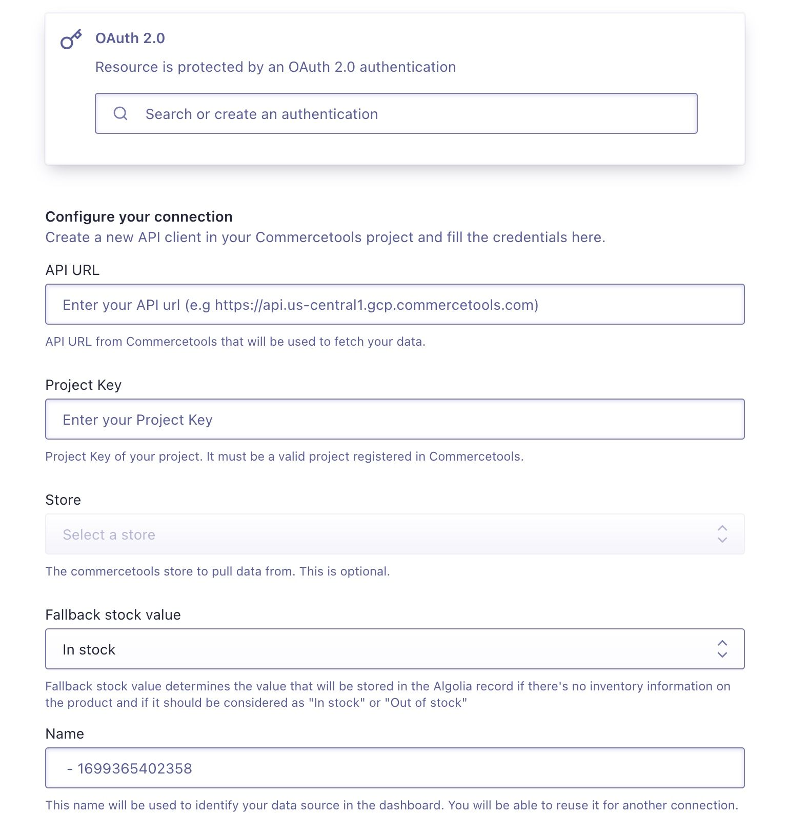 commercetools source form