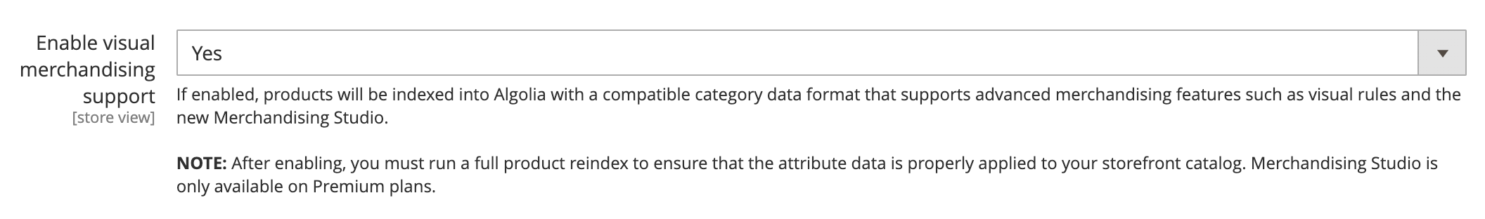 Enable visual merchandising for both Visual Editor rules and Merchandising Studio support.