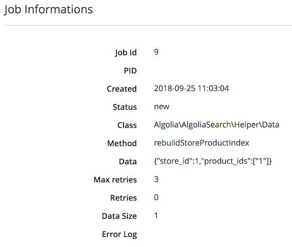 Magento indexing queue job details